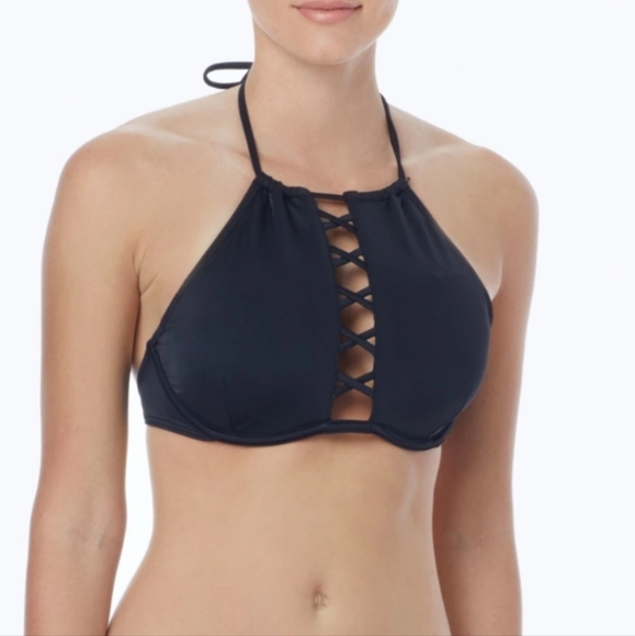 COCO RAVE | Gia underwire high neck cutout cleavage swim bathing suit bikini top - Picture 10 of 10